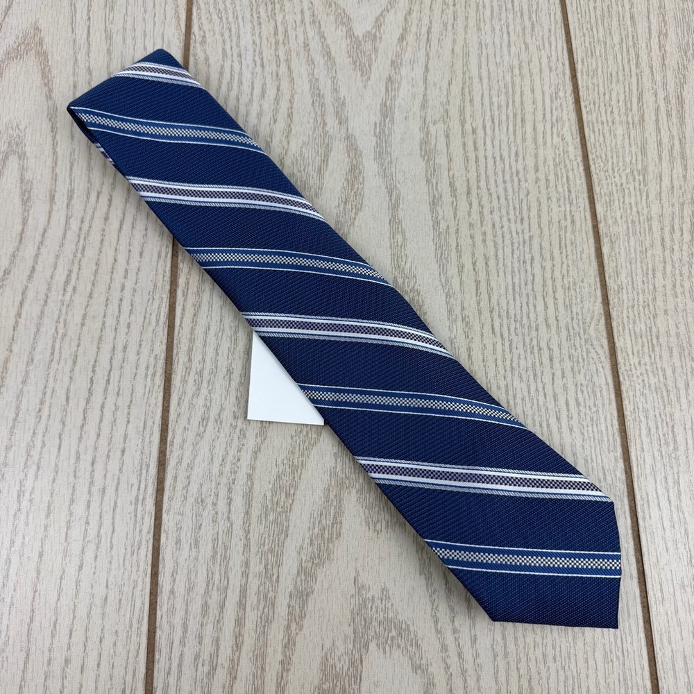 783 Perry Ellis Portfolio Men's Tie Calvor Stripe 410 Navy Blue $55 Polyester